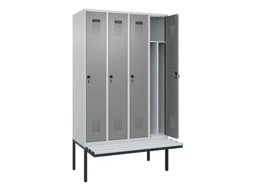 locker met bank,voor scheiding van kleding,HxBxD 2120x1200x815mm,4vak