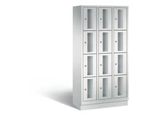 Lockerkast 1800x900x500mm 3x4 vakken Cilinderslot, Sokkel, RAL7035 - 1
