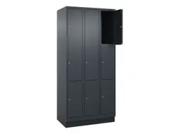 lockerkast,HxBxD 1950x900x500mm,3x3vakken,vak B 300mm,cil.-slot,sokkel