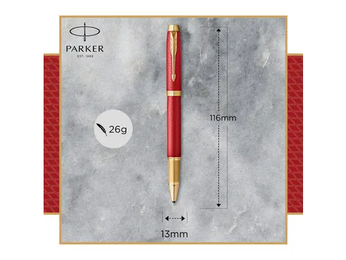 Rollerpen Parker IM Premium Red Lacquer GT Fijn Zwarte inkt