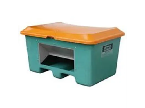 strooigoedbak,400l,HxBxD 680x1210x820mm,GVK,groen,deksel oranje