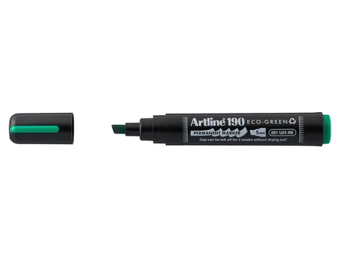 Permanent marker Artline 190 Eco schuin 2-5mm groen Dry Safe