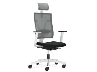 Nowy Styl Bureaustoel 4ME met hoofdsteun Net Zilver - 1