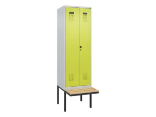 locker met bank,voor scheiding van kleding,HxBxD 2120x600x815mm,2vak - 2