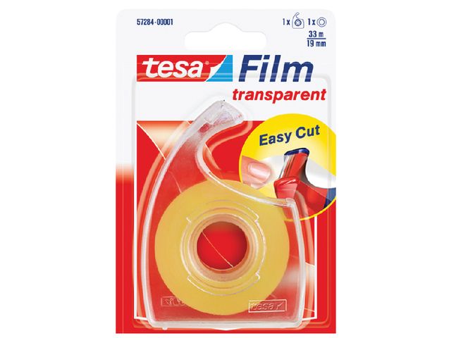 Plakband Tesa film 19mmx33m transparant op dispenser