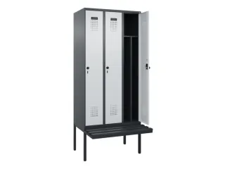 locker met bank,voor scheiding van kleding,HxBxD 2120x900x815mm,3vak - 1
