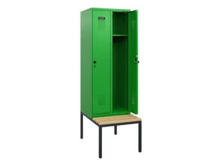 locker met bank,HxBxD 1950x600x815mm,2vak,vak B 300mm,draaigrendel - 1