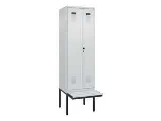 PBM-locker met bank,HxBxD 2120x600x815mm,2vak,vak B 300mm,draaigrendel - 2