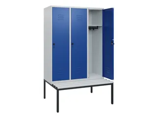 locker met bank,HxBxD 1950x1200x815mm,3vak,vak B 400mm,draaigrendel - 2