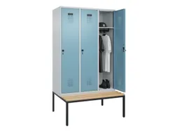 locker met bank,HxBxD 2120x1200x815mm,3vak,vak B 400mm,draaigrendel