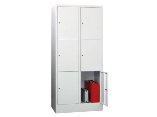 lockerkast,HxBxD 1850x800x500mm,2x3vakken,RAL7035,front RAL6011