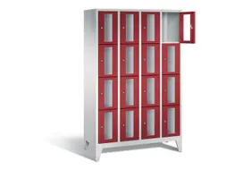Lockerkast 1850x1190x500mm 4x4 vakken Cilinderslot Poten, RAL3003
