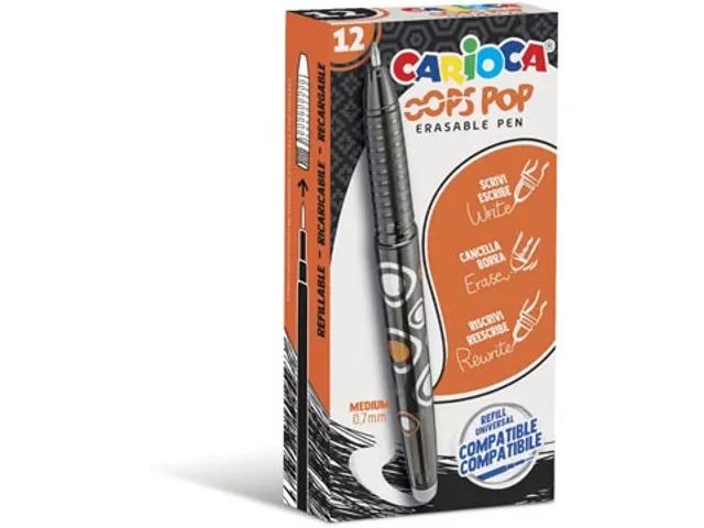 gelroller Oops Pop medium uitwisbaar 12 stuks zwart