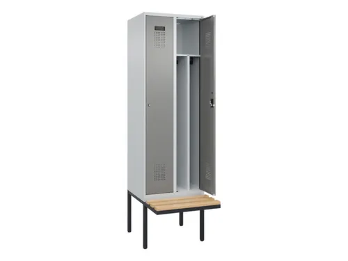 locker met bank,voor scheiding van kleding,HxBxD 2120x600x815mm,2vak
