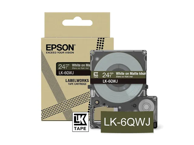 C53S672090 Epson 24mm kaki wit LK-6QWJ lettertape mat 8m