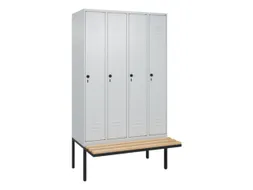 locker met bank,HxBxD 2120x1200x815mm,4vak,vak B 300mm,draaigrendel