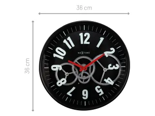 Wandklok Nextime 36cm Gear Clock zwart metaal/glas - 7