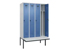 locker met bank,voor scheiding van kleding,HxBxD 2120x1200x815mm,4vak