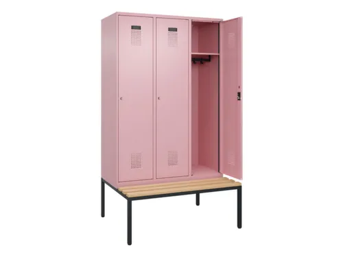 locker met bank,HxBxD 2120x1200x815mm,3vak,vak B 400mm,cilinderslot