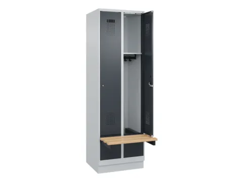 locker met bank,HxBxD 1950x600x815mm,2vak,vak B 300mm,cilinderslot