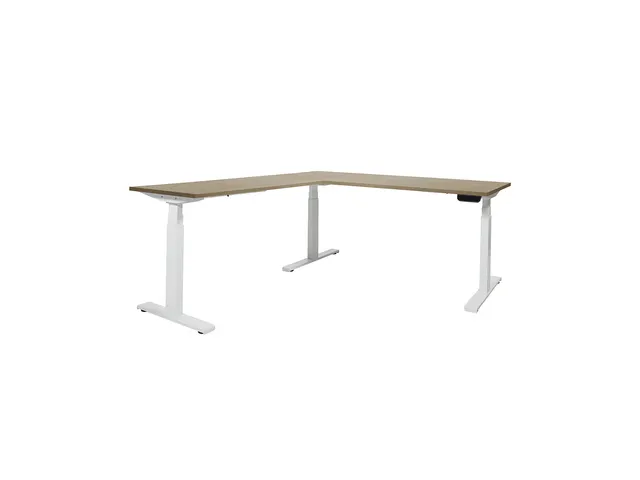 Elektrisch Hoekbureau Dextro Plus 160x160cm Frame Wit Havana Kersen