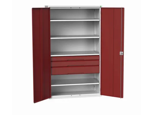 universele kast,HxBxD 2000x1300x550mm,4xStalen bodem,3lade(n)