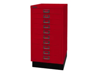kantoor-ladekast HxBxD 670x349x432mm 10 laden romp kardinaalrood staal - 1