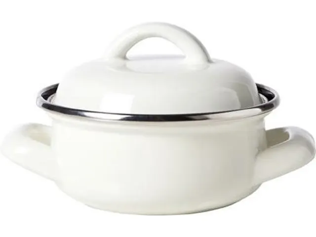 Cosy & Trendy Serveerpot Ivoor Email 300ml D10cm 2 handvaten