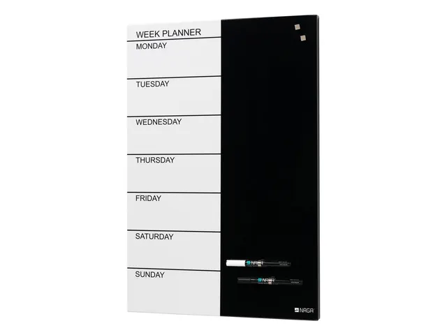 Magneetbord Naga 40 x 60 cm Weekplanner Engels Zwart/Wit