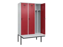locker met bank,voor scheiding van kleding,HxBxD 2120x1200x815mm,3vak
