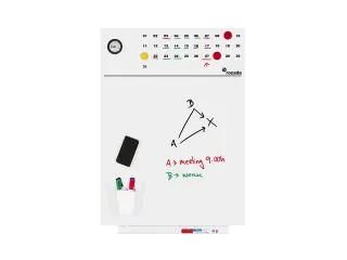 Whiteboard Rocada Skinclock 55x75cm wit gelakt met klok en kalender - 4