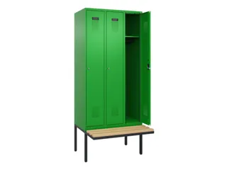 locker met bank,HxBxD 2120x900x815mm,3vak,vak B 300mm,cilinderslot - 1