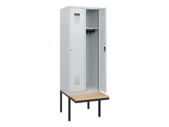 locker met bank,HxBxD 1950x600x815mm,2vak,vak B 300mm,cilinderslot