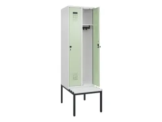 locker met bank,HxBxD 2120x600x815mm,2vak,vak B 300mm,draaigrendel - 1