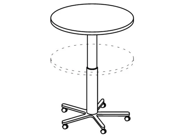 zuilheftafel,HxØ 720-1140x800mm,rond,voetkruis verchroomd,blad esdoor