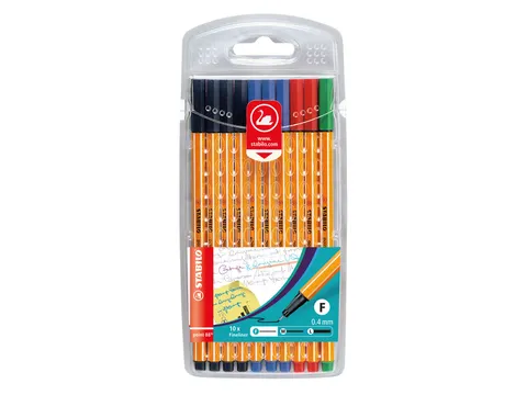 Fineliner STABILO point 88/10 Office fijn assorti etui à 10 stuks