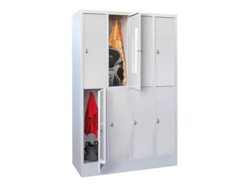 lockerkast,HxBxD 855x1200x500mm,4x2vakken,RAL7035,front RAL7035