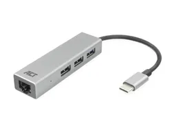 Hub ACT USB-C 3.0 3x USB-A Gigabit ethernet