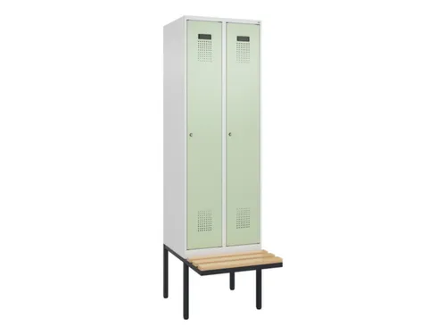 locker met bank,HxBxD 2120x600x815mm,2vak,vak B 300mm,cilinderslot