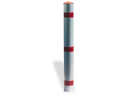 Afzetpaal Ronde Buis Ø 76Mm Uitneembaar Bodemhuls Spitse Kop Wit/rood