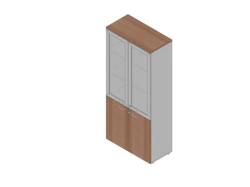 Vitrinekast 2000X900X450Mm Glazen Deuren 4X Vloer Aluminium Canaletto