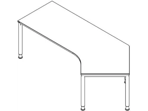 In hoogte verstelbaar hoekbureau 680-820x2370x1130mm beuken zwart