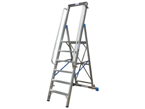 verrijdbare treden-platformladder eenzijdig 6treden stand H 1 4m