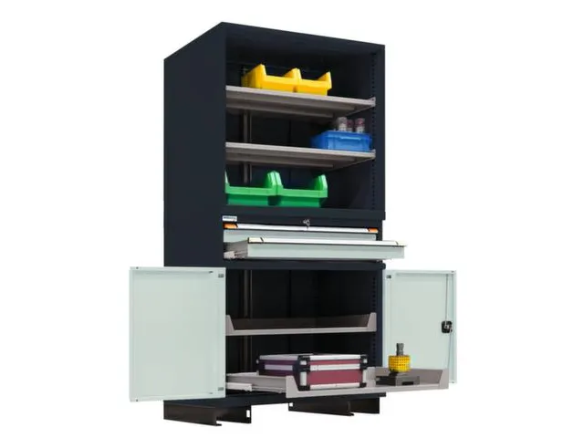 combikast,HxBxD 2100x1005x695mm,4xStalen bodem,2lade(n),key lock