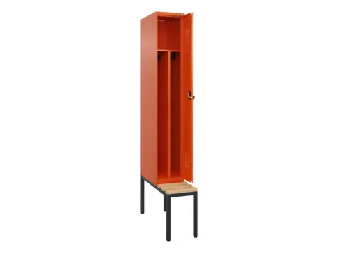 locker met bank,voor scheiding van kleding,HxBxD 2120x300x815mm,1vak