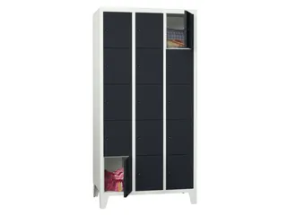 lockerkast,HxBxD 1850x900x500mm,3x5vakken,RAL7035,front RAL7016 - 2