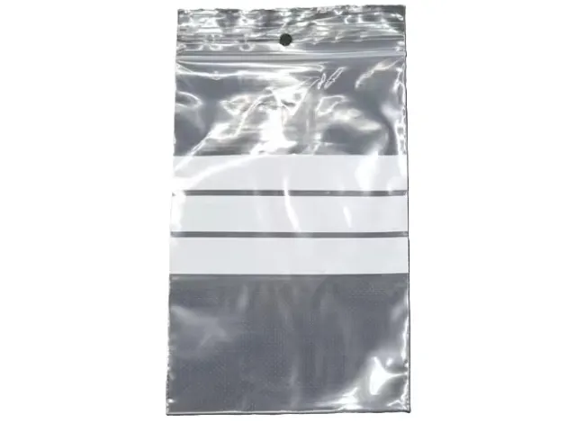 Sachet plastique zip transparent 160x230mm bande blanche 1000pcs