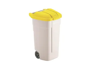 Verrijdbare vuilcontainer 100 liter HxLxB 850x530x510mm beige/geel - 1