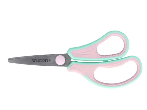 Kinderschaar Westcott Gripeeze 14cm roze / lichtblauw spitse punt