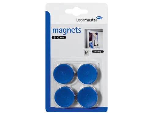 Magneet Legamaster 30mm 850gr blauw 4 stuks